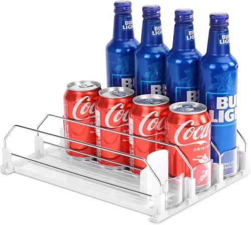Miniatura 11 de Organizador automático de latas de refrescos, dispensador de latas para cerveza, soda, seltzer, ya montado, soporte para latas de bebidas, Blanco