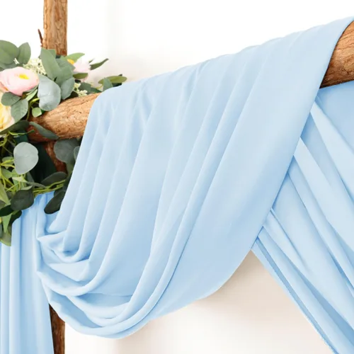 Miniatura 2 de LINXTAR 2 paneles de tela para arco de boda, 30'' x 18 pies, color azul bebé, cortinas de arco de gasa transparente para cabina de fotos, despedida