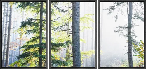 Miniatura 128 de NWT Lienzo enmarcado para pared, juego de arte en acuarela pastel, bosque de montaña oscura, naturaleza silvestre, ilustraciones de arte moderno