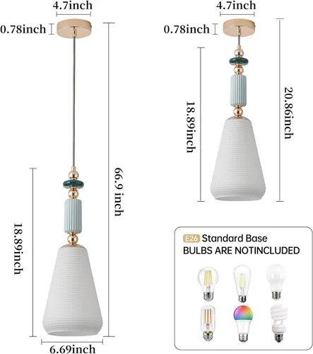 Miniatura 4 de Luminaria Colgante Moderna Iluminación Colgante Lámpara Colgante de Vidrio Blanco Leche para Isla de Cocina, Comedor, Dormitorio