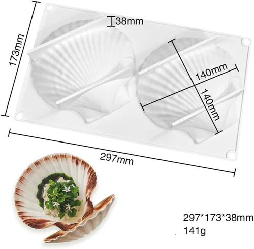 Miniatura 3 de mostsom Molde de silicona para hornear Big Sea Shell para hornear 3D Bakeware Molde de chocolate Molde de magdalenas Pan Pastel DIY Muffin