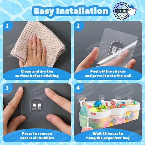 Miniatura 7 de UNEEDE Organizador horizontal de juguetes de baño de 3 compartimentos para bañera, capacidad extra grande de 4.95 galones, soporte de almacenamiento