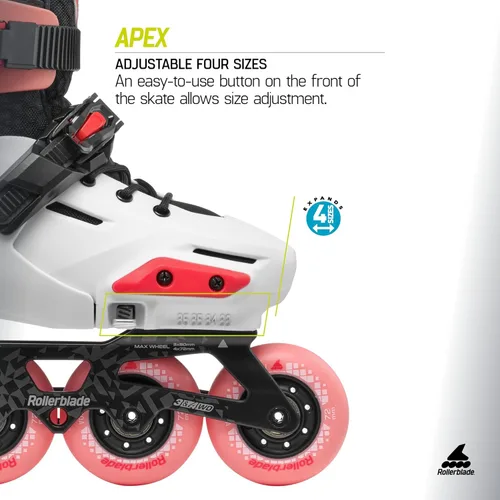 Miniatura 4 de Rollerblade Apex Junior - Patín en línea ajustable para fitness, Patinum/Coral