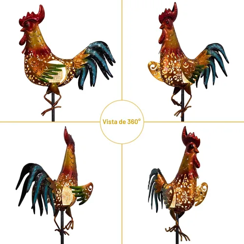 Miniatura 6 de Tryme Luces solares de gallo para exteriores, decoración de jardín, estatua de jardín, regalos para amantes de los pollos, mujeres, madres, arte