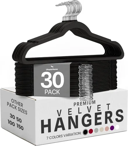 Miniatura 33 de Utopia Home Velvet Hanger - Paquete de 100 perchas delgadas antideslizantes de lujo para pantalones y abrigos, perchas fuertes que ahorran espacio