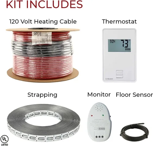 Miniatura 9 de LuxHeat Kit de cable de calefacción de suelo de 10 pies cuadrados - Sistema de calefacción por suelo radiante de 120 V - Sistema de suelo
