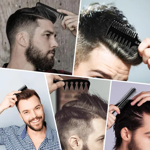 Miniatura 4 de Peine de pelo para hombre, cepillo de rodillo Quiff para añadir volumen, cepillo de textura de cepillo de ventilación para hombre, diseño de dientes