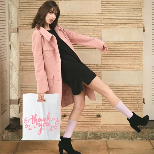 Miniatura 7 de LazyMe Bolsas de mercancía de agradecimiento, bolsas de plástico con asas troqueladas para compras al por menor, boutique y golosinas, 12 x 15