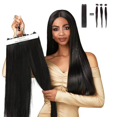 TRIIPPY Paquetes de Cabello Humano Lacio, 100% Cabello Camboyano Crudo Tejido para Coser 3 Paquetes, Triple la Vida Útil Sobre el Paquete de Cabello