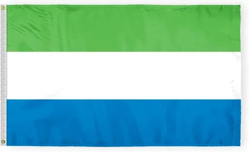 Miniatura 11 de AGAS - Bandera de cortesía de Sierra Leona de 12 x 18 pulgadas, mini bandera de Sierra Leona, de nailon pesado, ojales de latón con doble costura