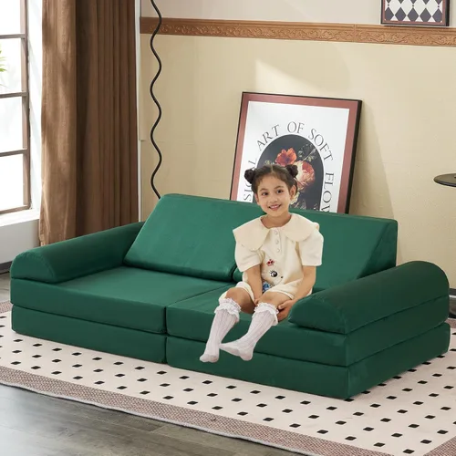 Miniatura 11 de jela Sofá de Juego para Niños Certificado de Seguridad Sofá Suave para Niños con Funda Lavable a Máquina Espuma Gruesa Juego de Construcción