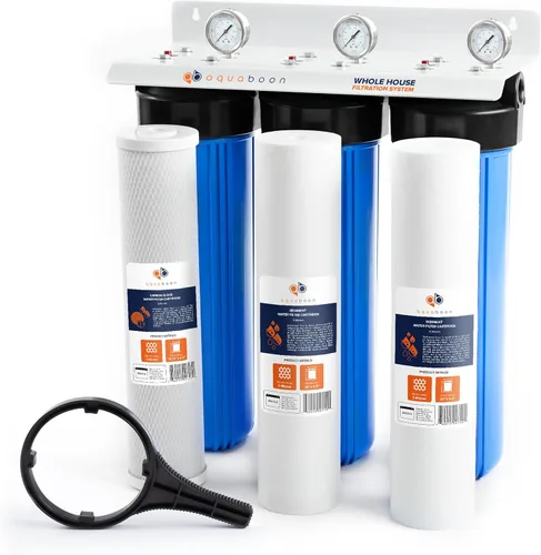 Miniatura 11 de Aquaboon Sistema de filtro de agua de 3 etapas para toda la casa, filtros de polipropileno y sedimentos para heridas de cuerda para agua de pozo