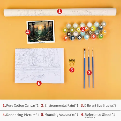 Miniatura 3 de TUMOVO Pintura por números para adultos, lienzo de paisaje forestal, kits de pintura por números, kits de pintura por números, pintura para adultos