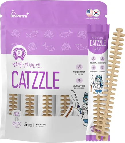 Miniatura 10 de CATZZLE Golosinas para gatos, masticables dentales para gatos de interior, limpieza de dientes de gato, aperitivos para el cuidado dental – control