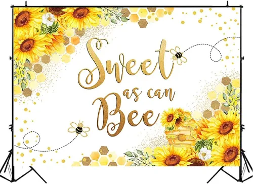 Sweet as can Bee - Telones de fondo de fotografía de cumpleaños de bebé, decoración de fiesta de girasol, decoración de fiesta de recién nacido,