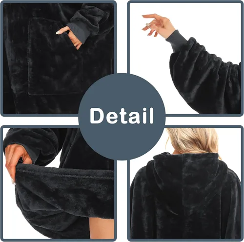 Miniatura 3 de Kipswiza Blanket Hoodie - Wearable Blankets Oversized Cozy Flannel Sweatshirt Blanket as Gifts for Adult Women Men