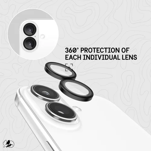 Miniatura 5 de Pelican Protector de lente de cámara con anillos de aluminio para iPhone 16 / iPhone 16 Plus - Vidrio templado 9H - Resistente a los arañazos