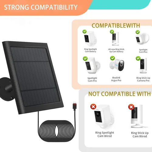 Miniatura 2 de Panel solar IP65 para exteriores para cámaras de anillo (blanco 1P) Spotlight Cam Plus/Pro Stick Up Cam/Pro Wireless Outdoor con cable largo de 10