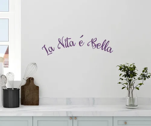 Miniatura 5 de 24"x6" la vita e Bella la vida es bella Cita de cocina Home House Italiano Frase diciendo calcomanía de Pared Arte Mural Home Decor