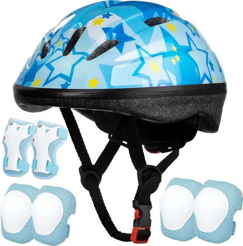 Lamsion - Casco para niños ajustable para niños de 3 a 8 años, niños y niñas, casco para niños pequeños con juego de equipo deportivo de protección,