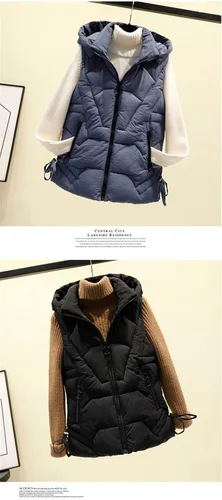 Miniatura 2 de Chaleco desmontable con cremallera para mujer, primavera, otoño, invierno, moda, casual, para mujer, bonito, cálido, para mujer, ropa exterior
