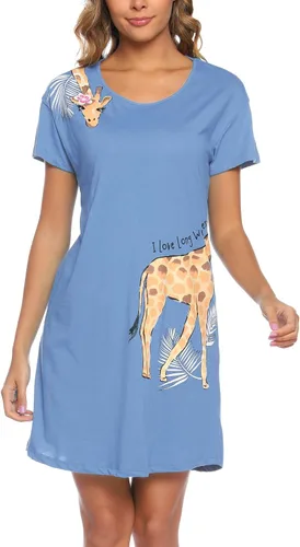 Miniatura 2 de ENJOYNIGHT Camisón de dormir para mujer, camiseta de dormir de manga corta para dormir, camisón de algodón