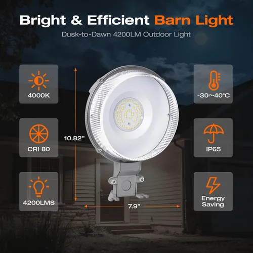 Miniatura 2 de Sylvania - Luz LED de granero, iluminación exterior del atardecer al amanecer con fotocélula, luces de seguridad, 4200 LMS, 40W, 50,000 horas, 80