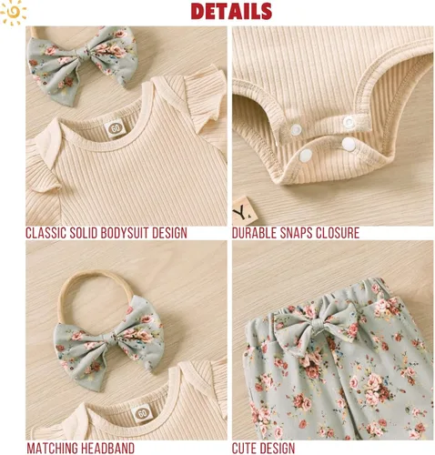 Miniatura 2 de Aalizzwell Conjunto de pantalones de canalé para bebés y niñas