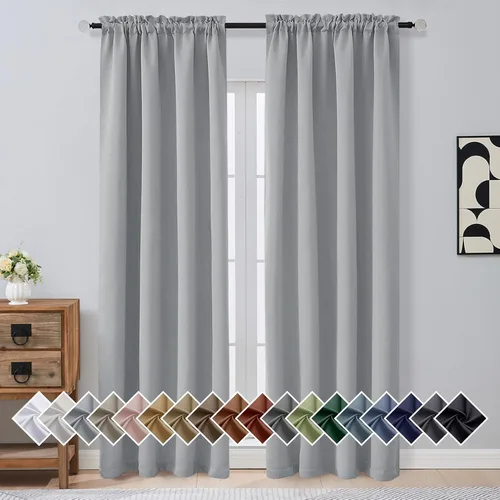 Miniatura 201 de OVZME Cortinas opacas turquesa para tratamiento de ventanas pequeñas, cortinas cortas con bloqueo de luz para ventana de cocina sobre el fregadero