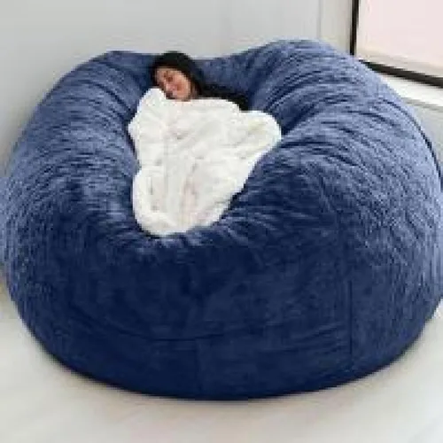 Miniatura 18 de DIOB Funda redonda para silla de puf, para adultos, adolescentes (relleno no incluido), silla de sofá gigante suave, cómoda silla de descanso