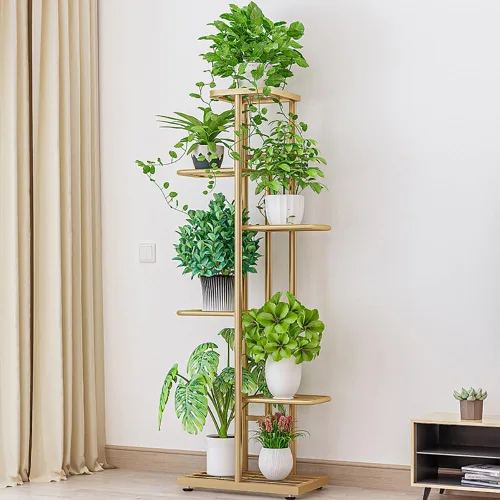 Soporte de metal para plantas, para interiores y exteriores, 6 niveles y 7 macetas, soporte de esquina para plantas, soportes escalonados para sala