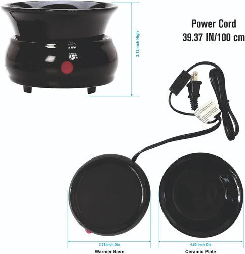 Miniatura 6 de Hosley - Calentador eléctrico de cerámica negra para cera de fragancia, líquido de potpurrí. Ideal para spa y aromaterapia. Usa cubos de cera