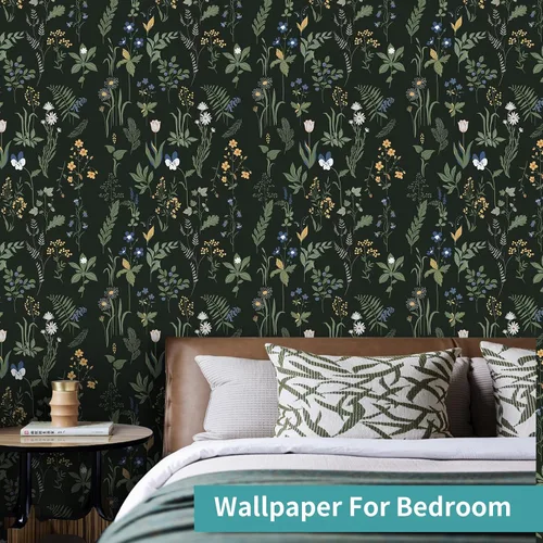 Miniatura 8 de Papel tapiz para despegar y pegar, papel tapiz floral bohemio de 17.5 x 78.7 pulgadas para dormitorio y baño, fácil de despegar, apto para inquilinos