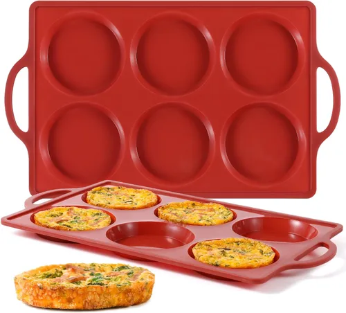 Miniatura 12 de CAKETIME Molde para huevos de silicona con marco reforzado de metal de 3 pulgadas para sándwiches de desayuno, molde redondo de silicona