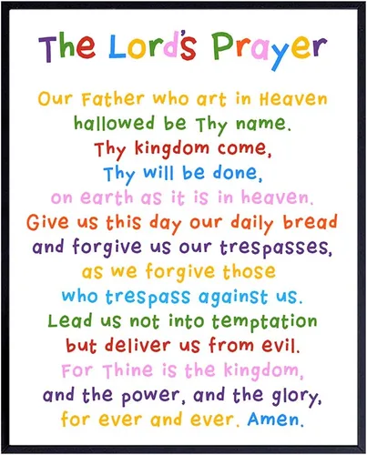 Miniatura 10 de Arte de pared con texto en inglés "Lords Prayer Framed", decoración religiosa de las Escrituras para la iglesia, aula de escuela dominical
