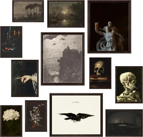 Miniatura 9 de 97 Decor Dark Academia Decor - Impresiones artísticas góticas victorianas para pared, imágenes estéticas oscuras, pósteres góticos espeluznantes