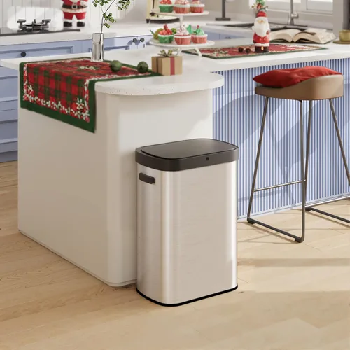Miniatura 2 de WLIVE Bote de basura de 13 galones, con capacidad de 50 litros, con sensor de movimiento automático, papeleras sin contacto con indicador LED, botes