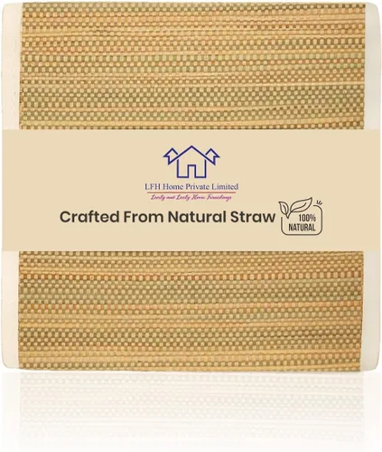 LFH Home Handmade Straw Yoga Mat For Exercise, Workout, Fitness - Perfect Heavy Quality Eco Friendly Natural Straw Reversible Yoga Mat for Men &