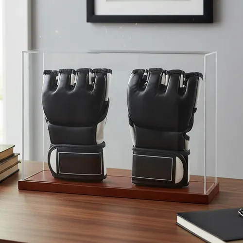Miniatura 7 de MMA - Vitrina de guantes - Sin montaje - Escaparate de acrílico transparente con base de madera, caja de recuerdos y coleccionables con protección