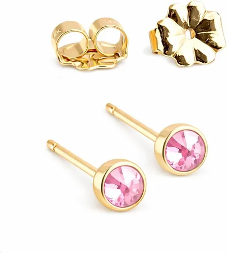 Miniatura 17 de Juego de aretes pequeños de oro con bisel, bola para cartílago, tragus, hélice, múltiples joyas hipoalergénicas de piedra natal para mujer