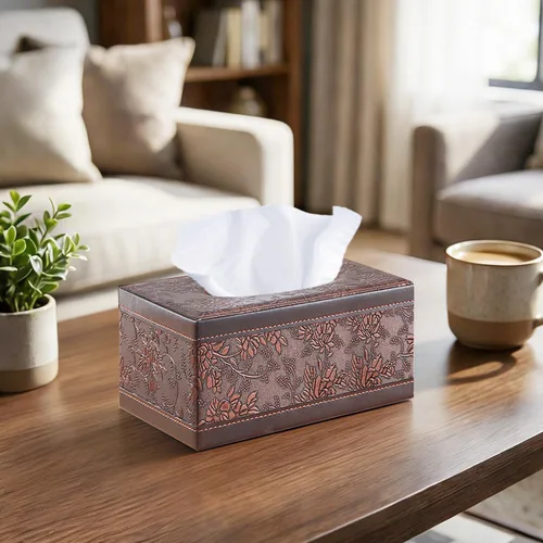 Miniatura 2 de Funda rectangular de cuero para caja de pañuelos, soporte de caja de pañuelos moderno rectangular para toallas de papel, dispensador de pañuelos