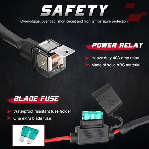 Miniatura 4 de OFFROADTOWN - Arnés de cableado, kit de arnés de cableado de 1 cable resistente para luces antiniebla, barra de luz de trabajo LED, vainas LED de 12