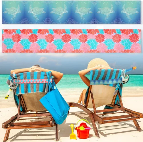 Miniatura 13 de Boao 4 paquetes de bandas de toalla para silla de playa, esenciales para piscina y crucero, elásticas y resistentes al viento, clips para toallas