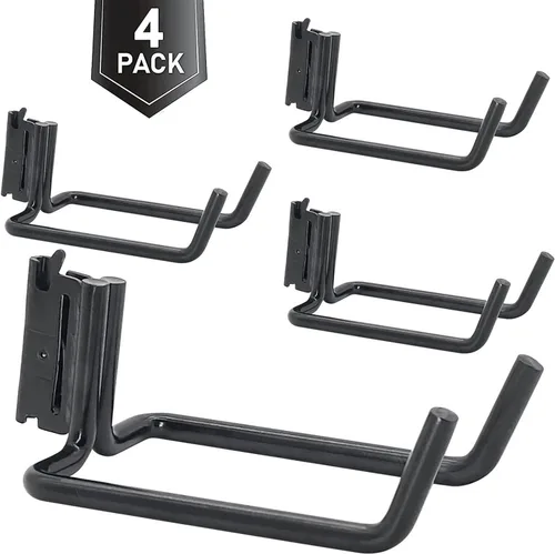 Miniatura 13 de E-Track - Paquete de 2 ganchos para pala resistentes para almacenar herramientas de mango largo, herramienta de acero grande, gancho doble en J, 6.0