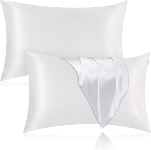 Funda de almohada de seda para cabello y piel, paquete de 2 fundas de almohada 100% seda de morera 25 momme, 600 hilos, fundas de almohada de seda