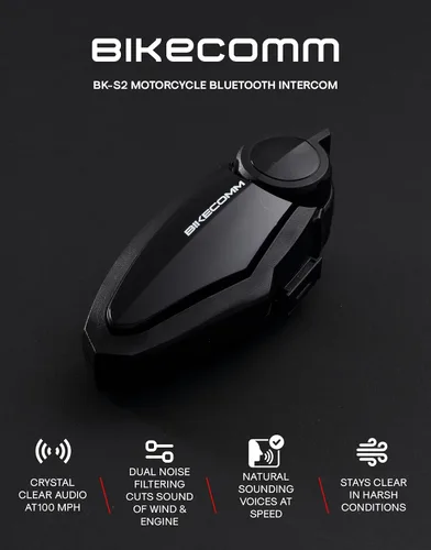 Miniatura 2 de BIKECOMM BK-S2 Intercomunicador de auriculares Bluetooth para motocicleta, altavoces inalámbricos de alcance de 3,937.0 ft, sistema de comunicación