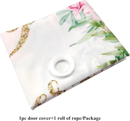Miniatura 5 de Love Laughter - Cubierta para puerta de boda con 70.8 x 35.4 pulgadas, cartel colgante de despedida de soltera con diseño floral para parejas, Beige