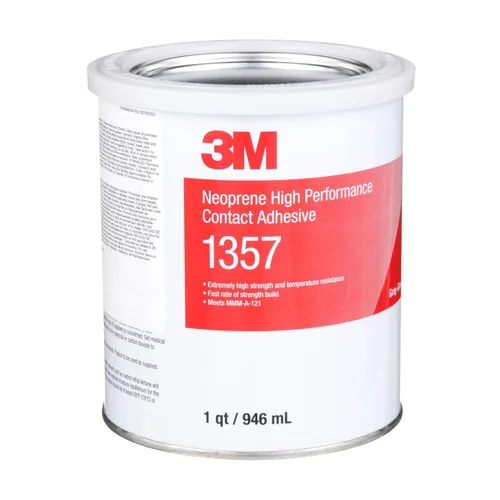 Miniatura 2 de 3M Adhesivo de contacto de neopreno de alto rendimiento 1357, gris y verde, lata de 1 cuarto de galón, alto rendimiento, larga duración, ofrece una