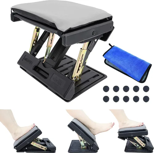 Reposapiés ajustable para debajo del escritorio en el trabajo con 4 niveles de altura, reposapiés debajo del escritorio con superficie de masaje,