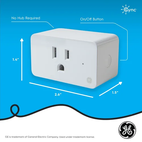 Miniatura 7 de GE Cync Enchufe inteligente interior, control de tomacorriente inteligente, enchufe de salida WiFi, compatible con Matter, funciona con Alexa